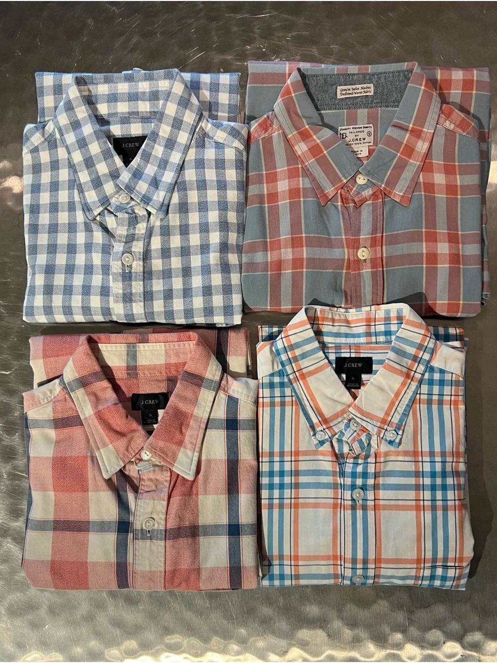 J.Crew Men’s 4 Shirt Bundle – Plaid and Gingham Button Downs Size SMALL